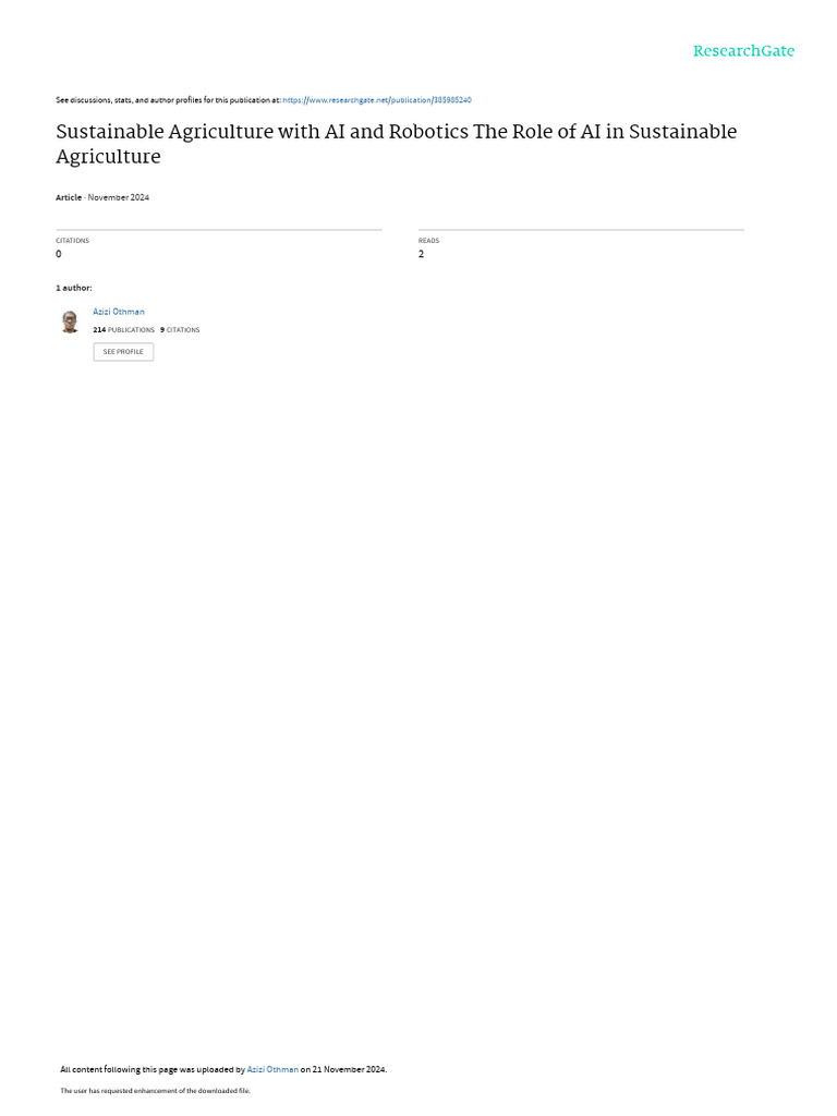 AI and Robotics in Sustainable Agriculture | PDF | Agriculture ...