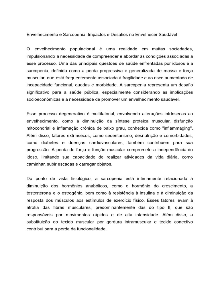 Sarcopenia: Desafios do Envelhecimento Saudável | PDF | Envelhecimento ...