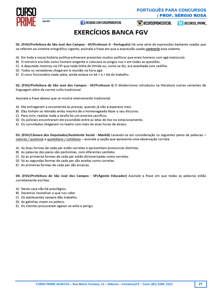 Exercícios de Português para Concursos | PDF