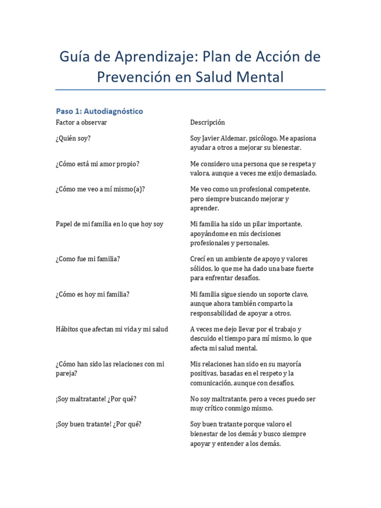 Plan de Acción para Salud Mental | PDF | Salud mental | Meditación