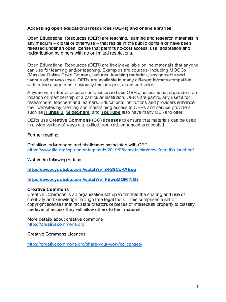 Accessing Open Educational Resources | PDF | Creative Commons | Human ...