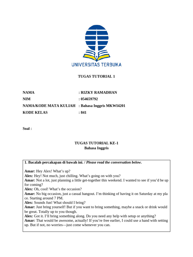 TUGAS TUTORIAL 1 Bahasa Inggris | PDF | Computer File
