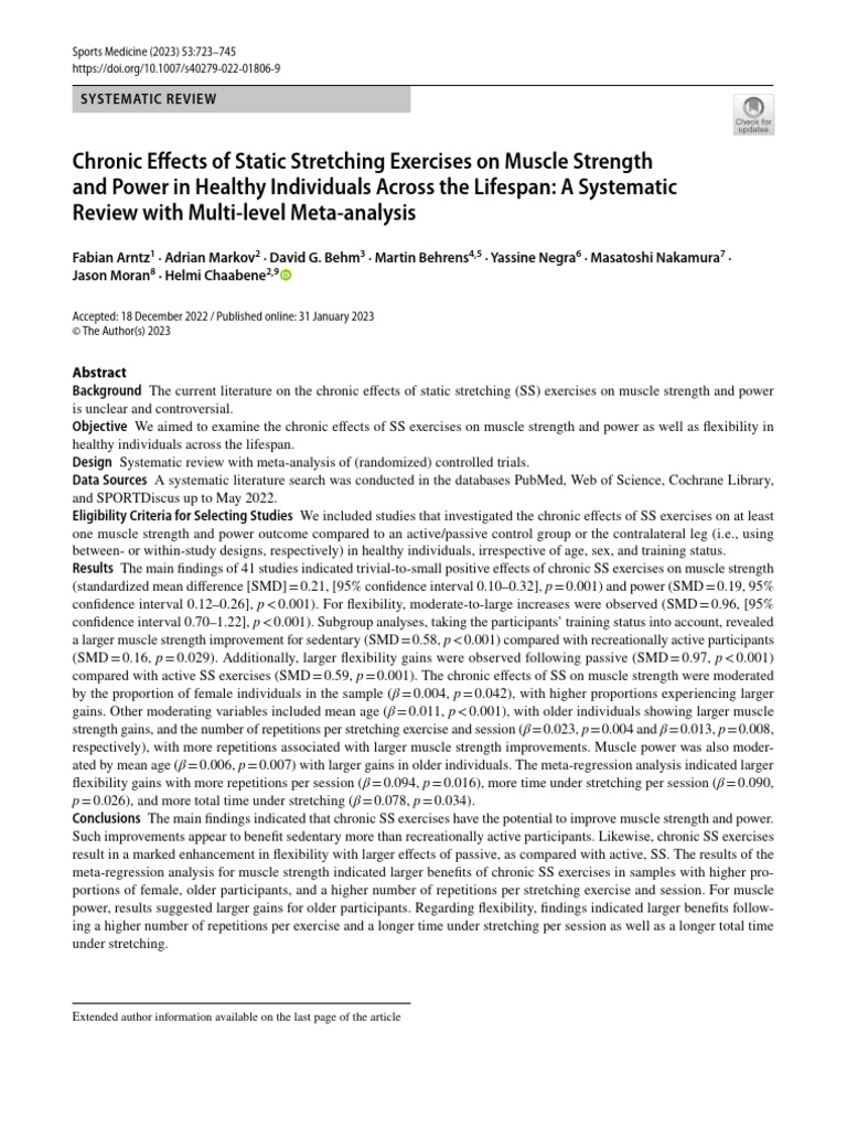 2023 Chronic Effects of Static Stretching Exercises On Muscle Strength ...