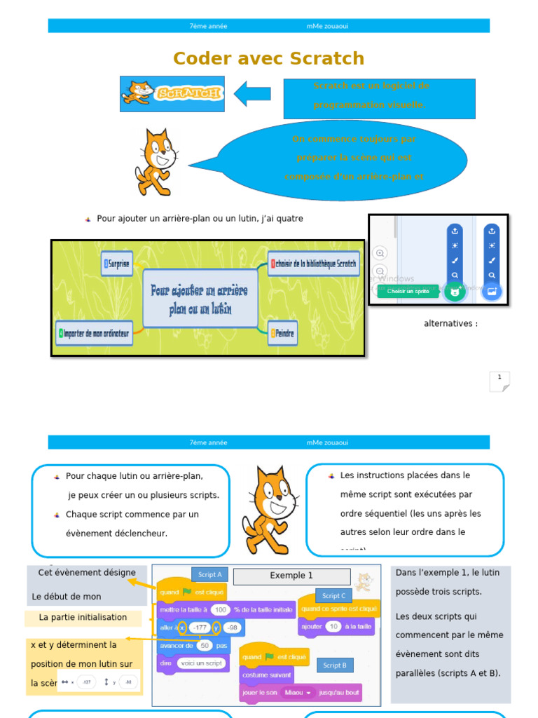 Cours Scratch pour 7ème année | PDF | Scratch (Langage de programation ...