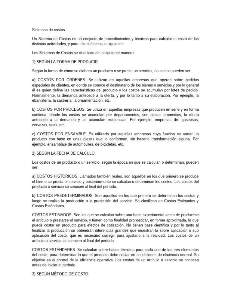 Sistemas de Costos | PDF | Costo | Presupuesto