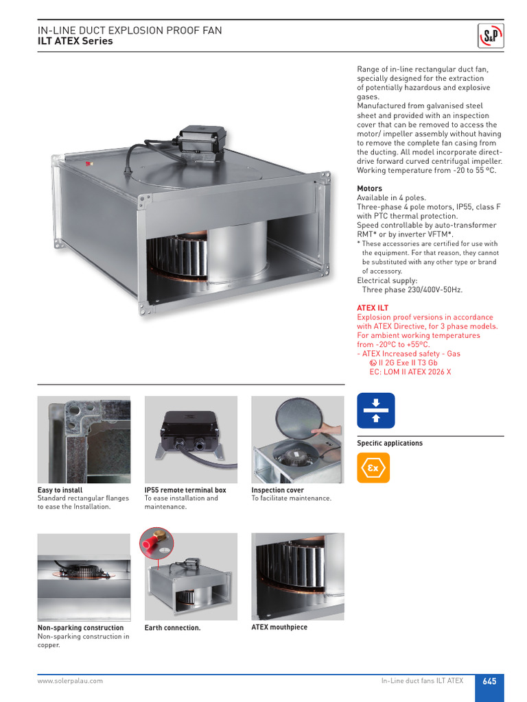 ILT ATEX Explosion Proof Duct Fans | PDF | Duct (Flow) | Electrical ...