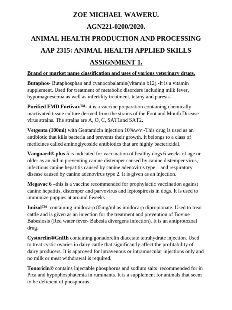 Aap 2315animal Health Applied Skills Final Edit | PDF | Injection ...