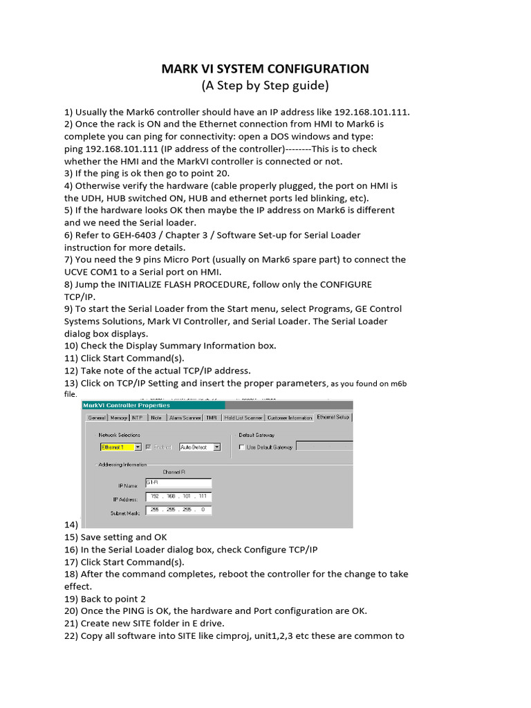 Mark VI System IP Configuration Guide | PDF | Booting | Software