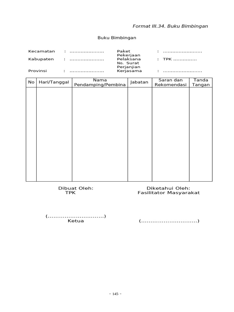 Format III.34 Buku Bimbingan | PDF