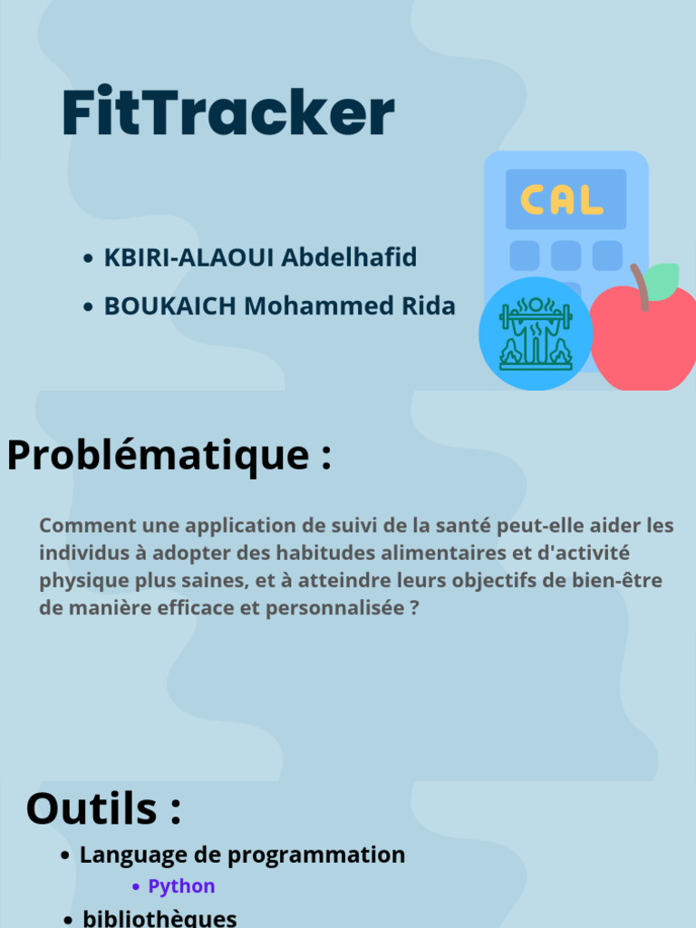 Suivi santé : FitTracker personnalisé | PDF | Python (Langage de ...