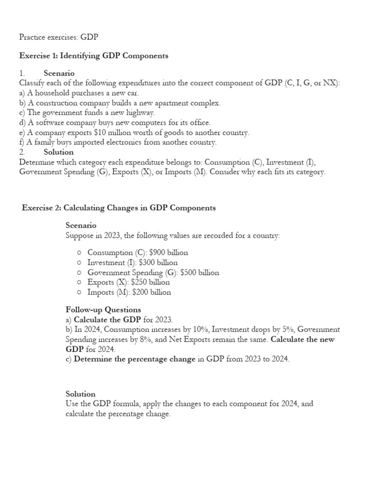 Practice Exercises (1) | PDF | Gross Domestic Product | Real Gross ...