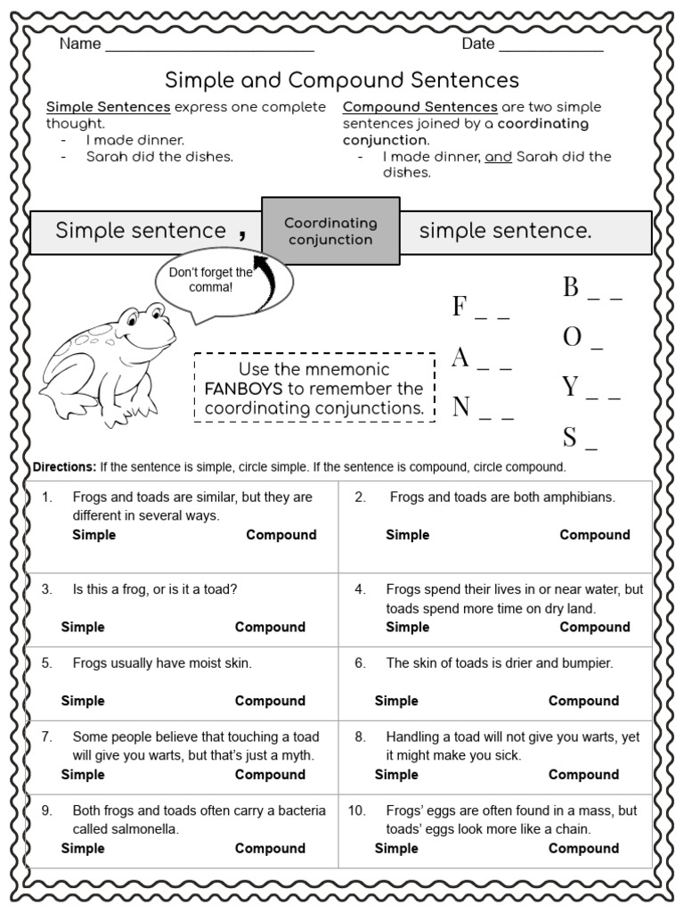 Simple vs. Compound Sentences Guide | PDF | Tetrapods | Amphibious ...