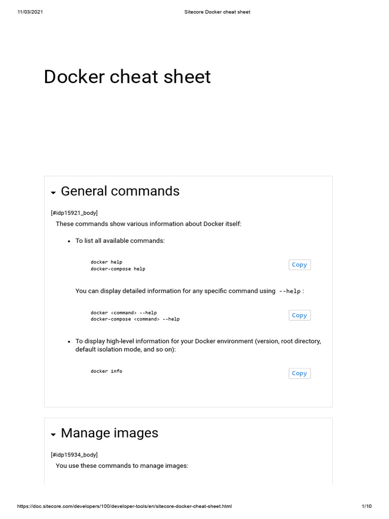 Sitecore Docker Command Cheat Sheet | PDF | Computer File | File System