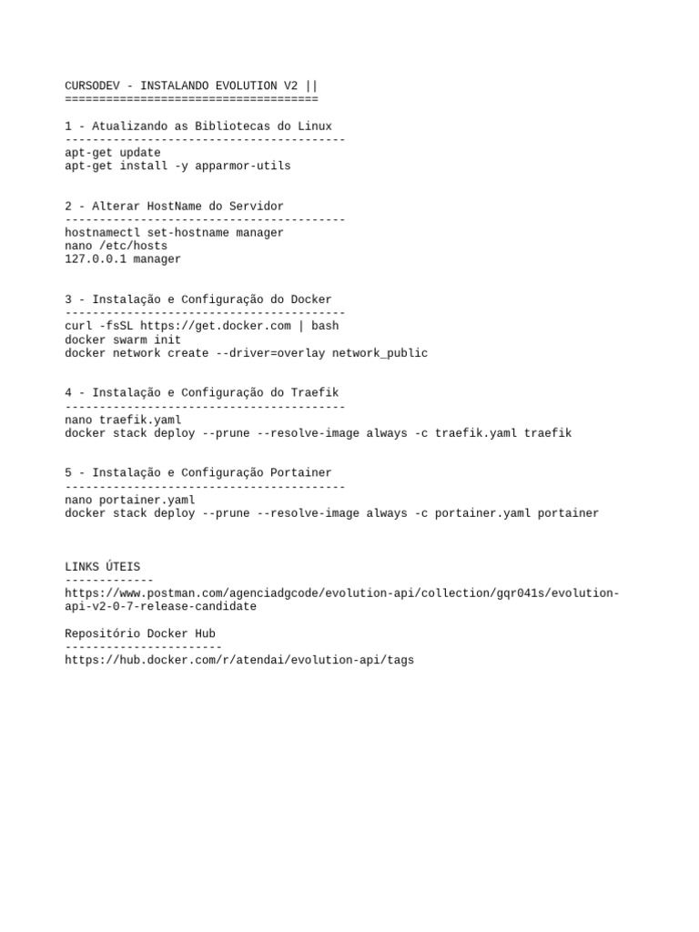 Instalação do Evolution V2 com Docker | PDF | Home & Garden | Computers