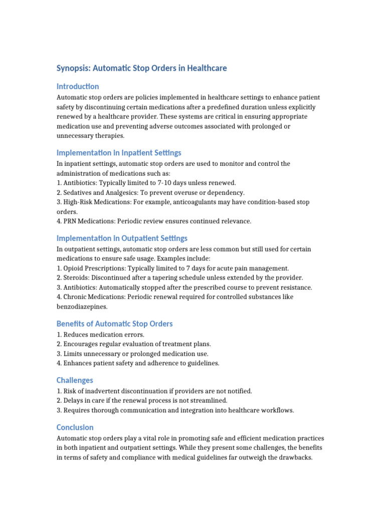 Automatic Stop Orders Synopsis | PDF | Self-Improvement