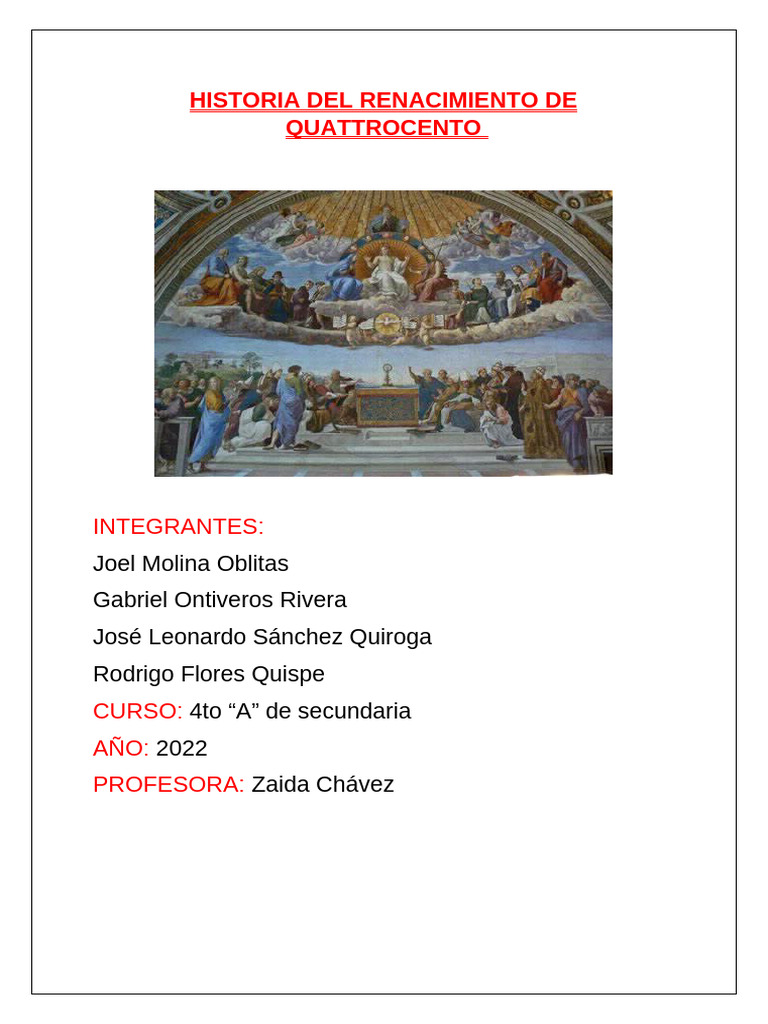 Historia Del Renacimiento de Quattrocento-Informe | PDF | Renacimiento ...