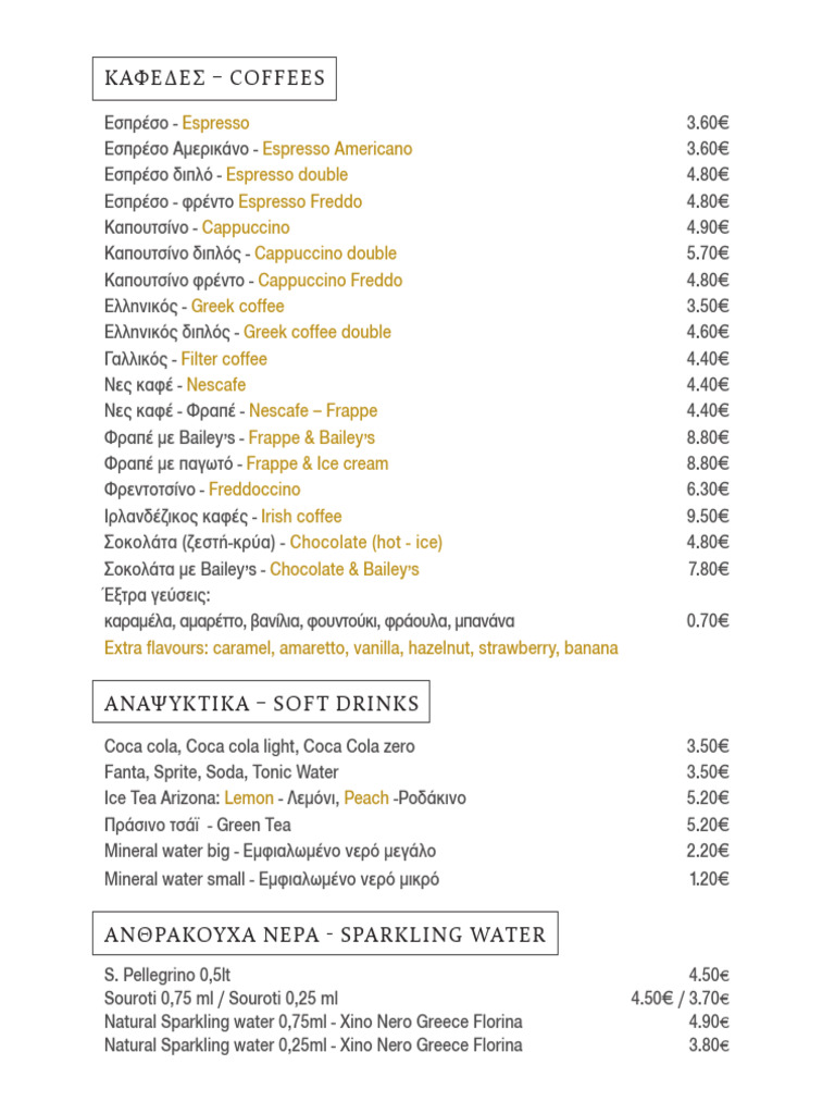 Pelican Kipos Food Menu | PDF