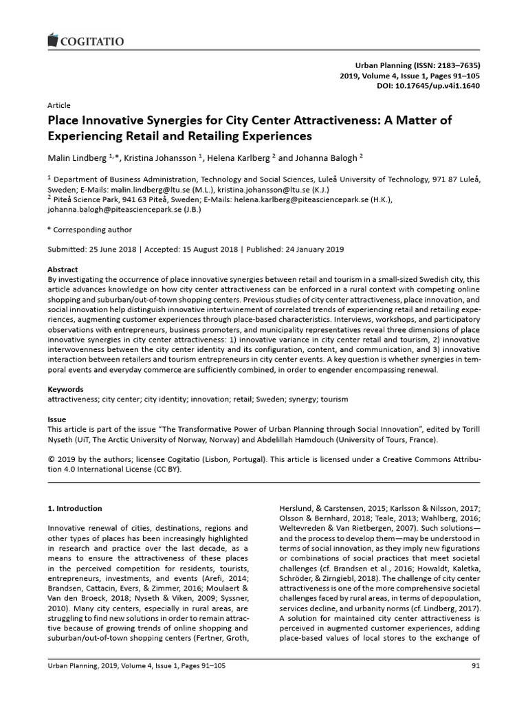 Image showcasing Enhancing City Center Attractiveness | PDF | Retail | Tourism