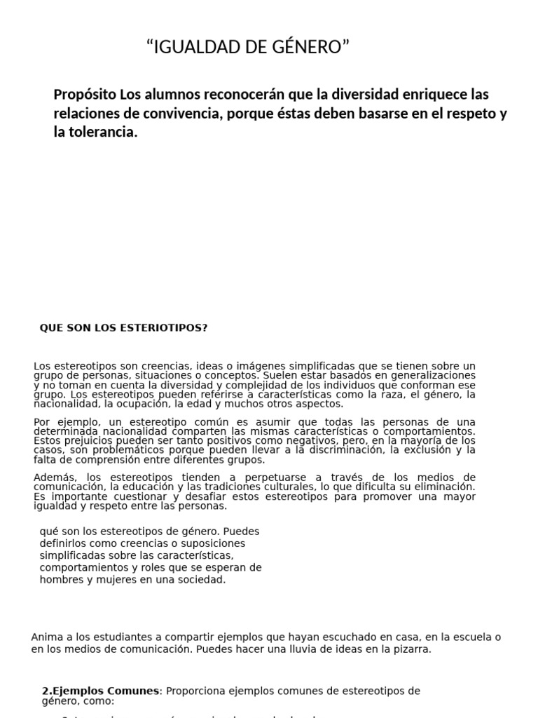 Igualdad de Genero | PDF | Estereotipos | Género