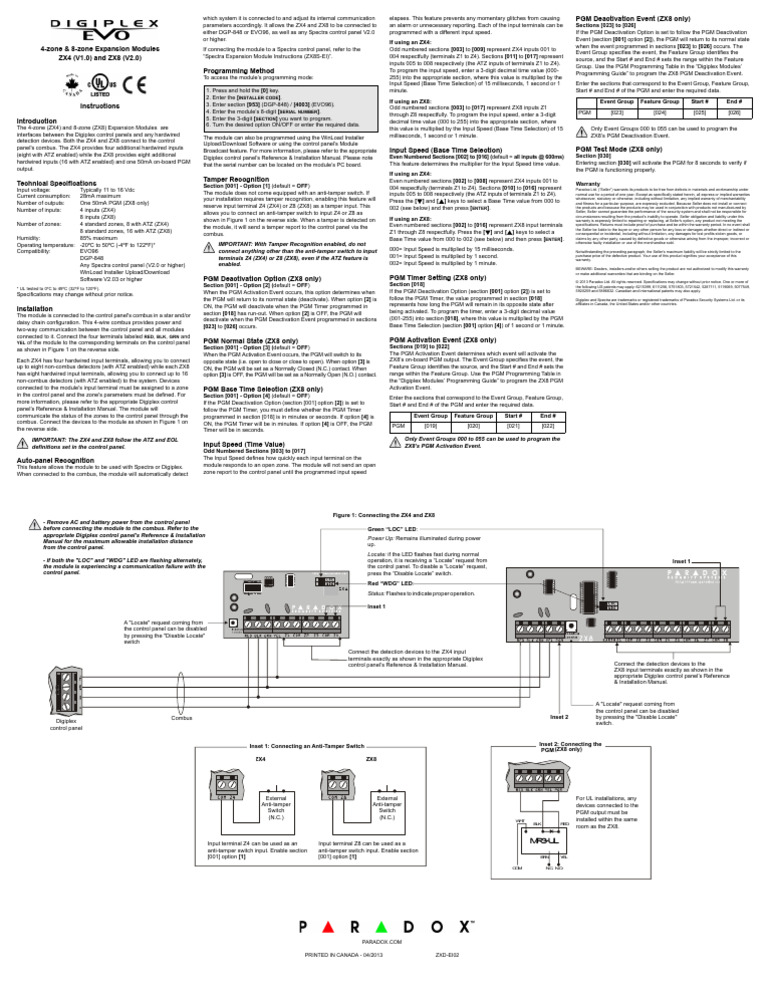 Manual de Instalare Modul de Extensie Paradox ZX8 | PDF