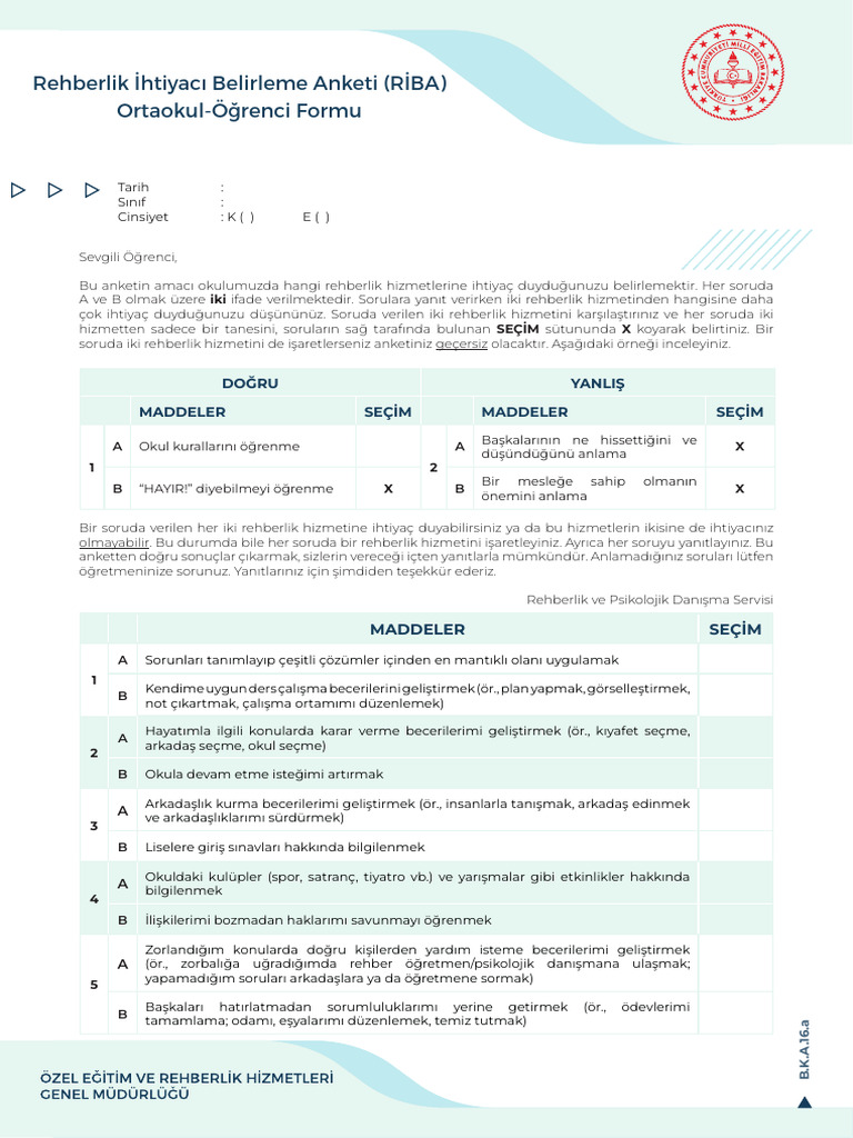 RİBA Öğrenci Ortaokul | PDF