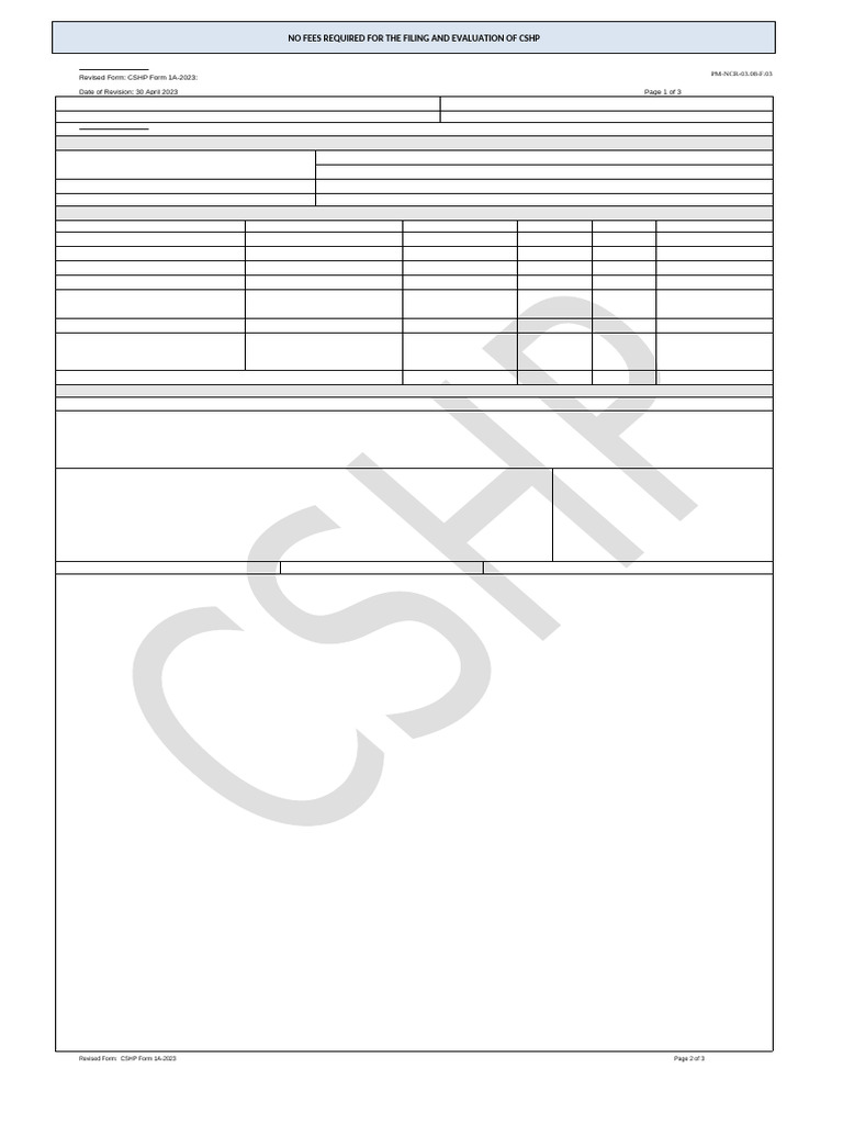 No Fees for CSHP Filing and Evaluation | PDF