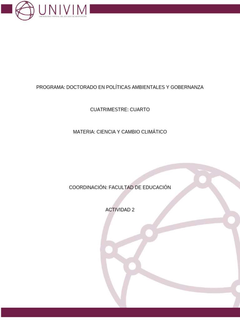 CUHT U4 Act 2 | PDF | Cambio climático | Sequía