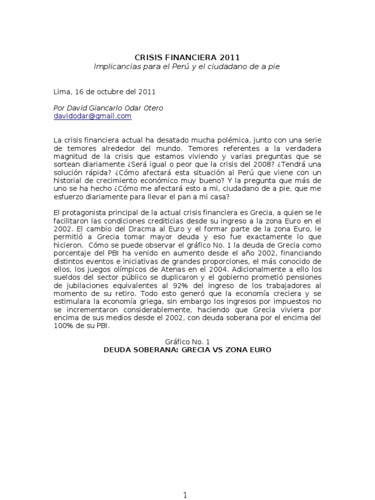Impacto de la Crisis Financiera en Perú | PDF | Grecia | Crecimiento ...