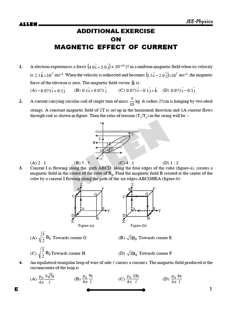 Magnetic Effect of Current 2 Addt | PDF | Magnetic Field | Physical ...