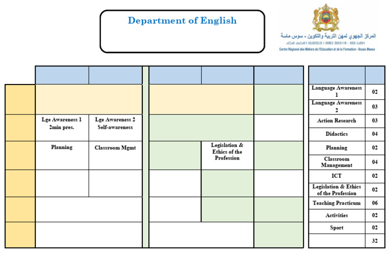 CRMEF SM-INZEGANE Training Schedule 2024 | PDF