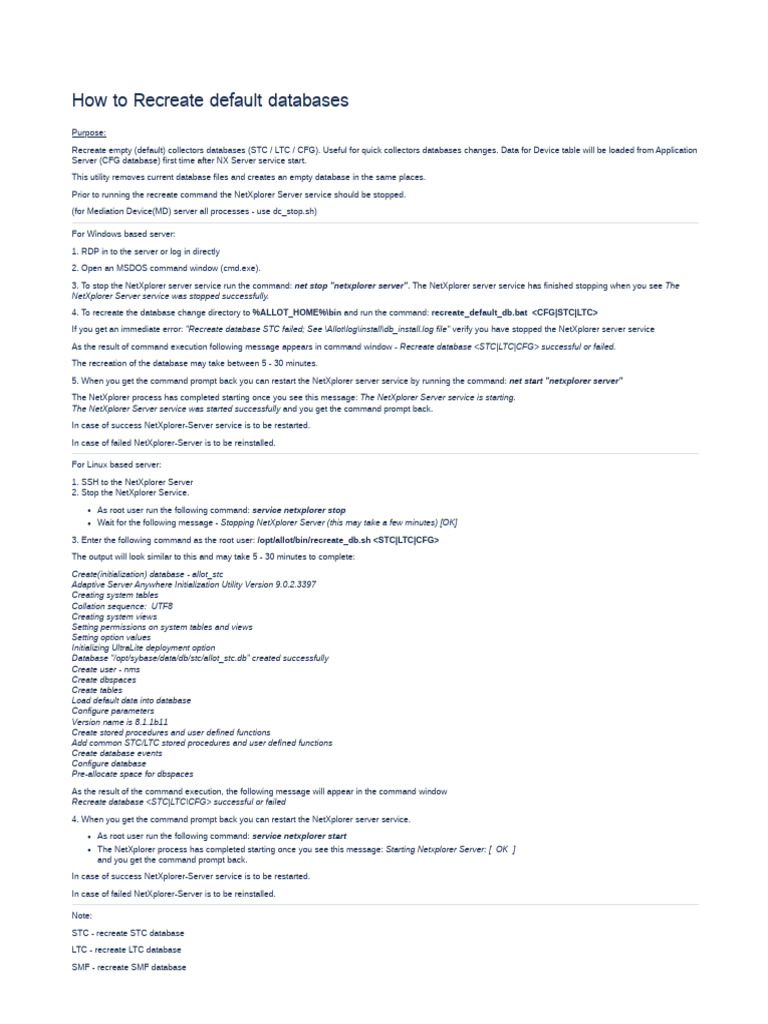 CUS-How To Recreate Default Databases-211124-153055 | PDF | Databases ...