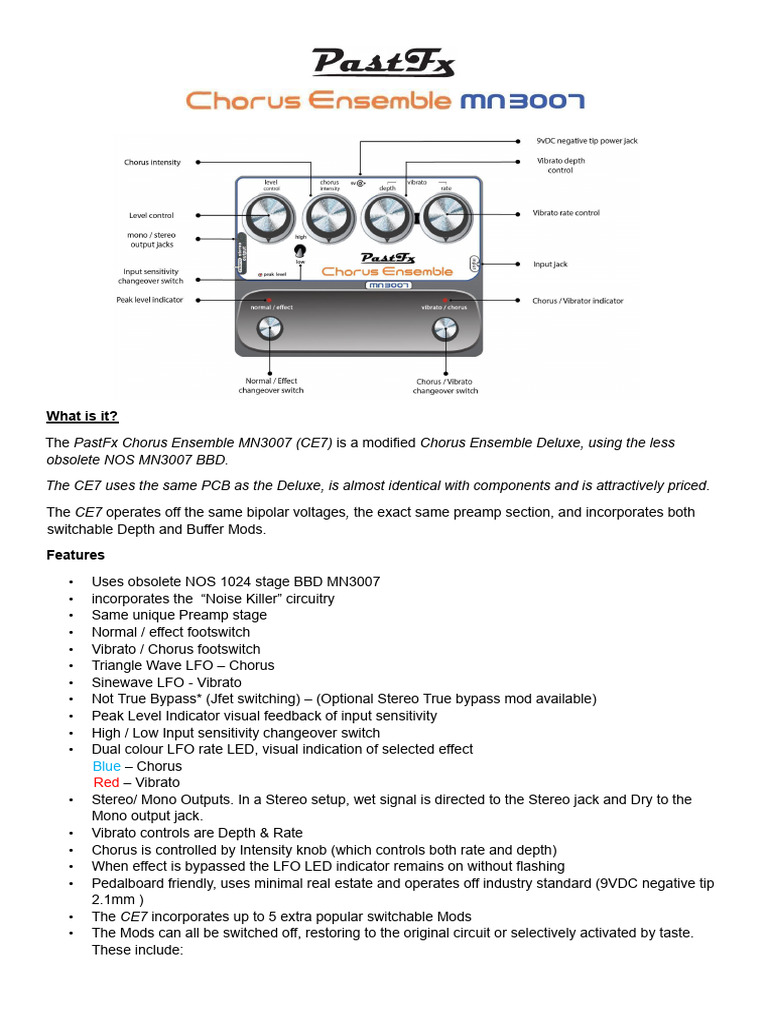PastFx Chorus Ensemble MN3007 Overview | PDF | Power Supply