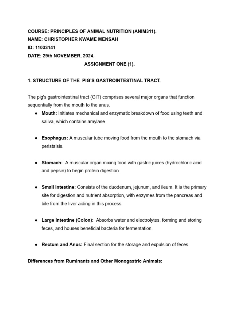 Principles of animal nutrition assignment pdf digestion small