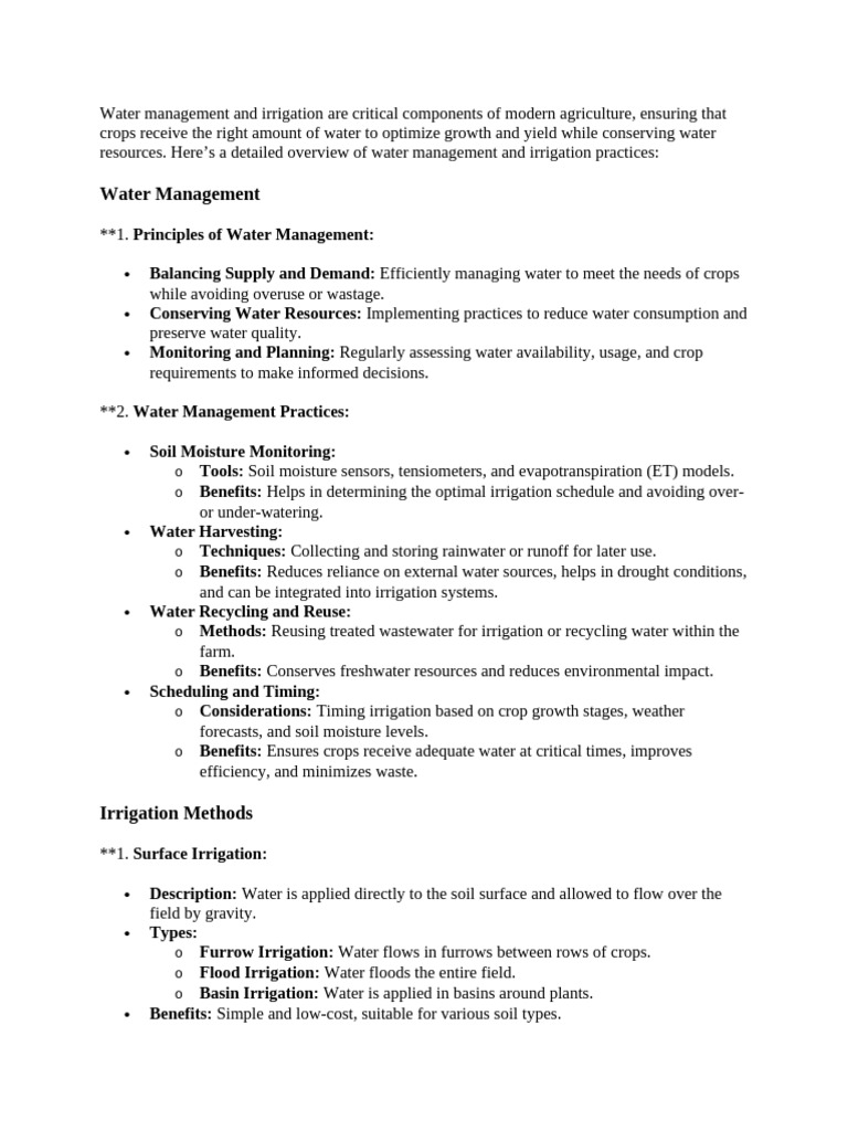 Water Management and Irrigation | PDF | Irrigation | Water Conservation