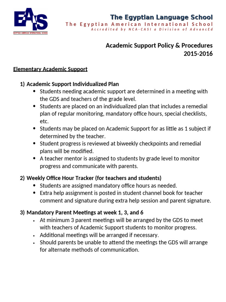 Egyptian Language School Academic Support | PDF | Teachers