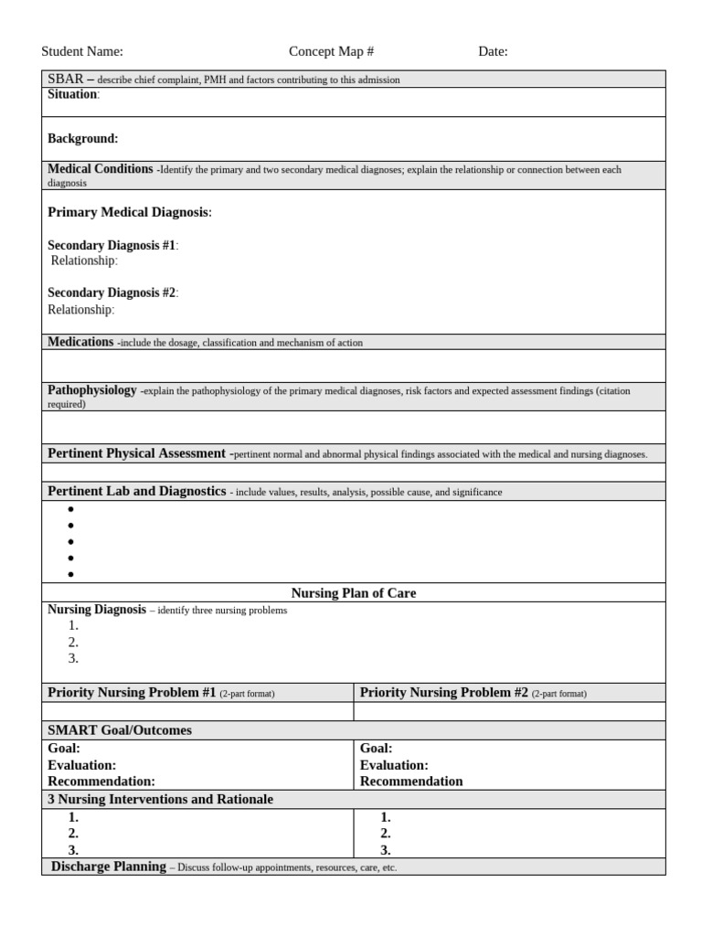 NUR 3112P Concept Map Template #1 | PDF