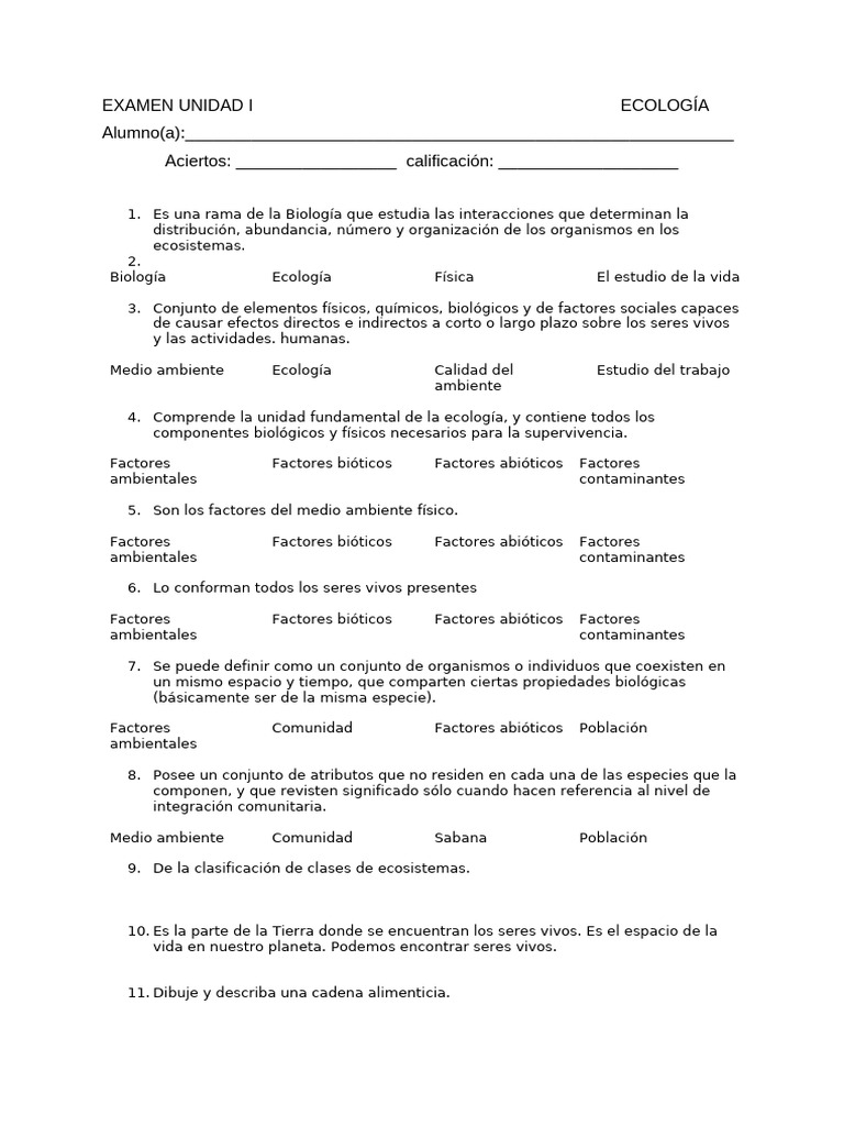 Unidad 1 Ecologia | PDF | Ecología | Entorno natural