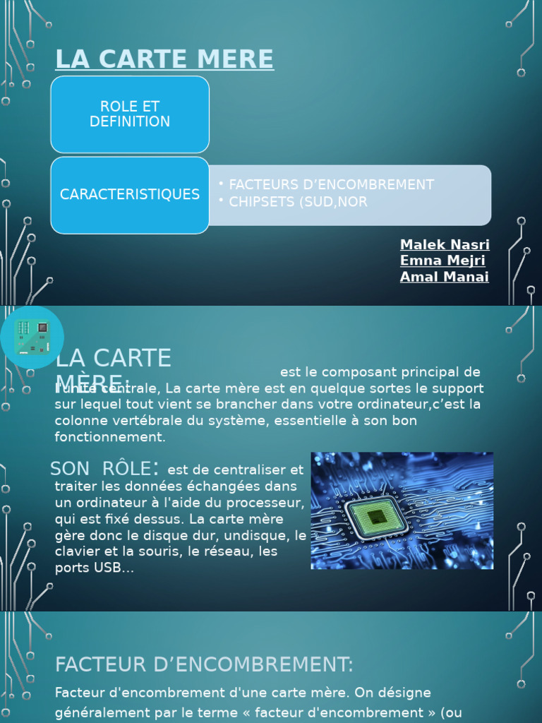 Rôle et caractéristiques de la carte mère | PDF | Informatique ...