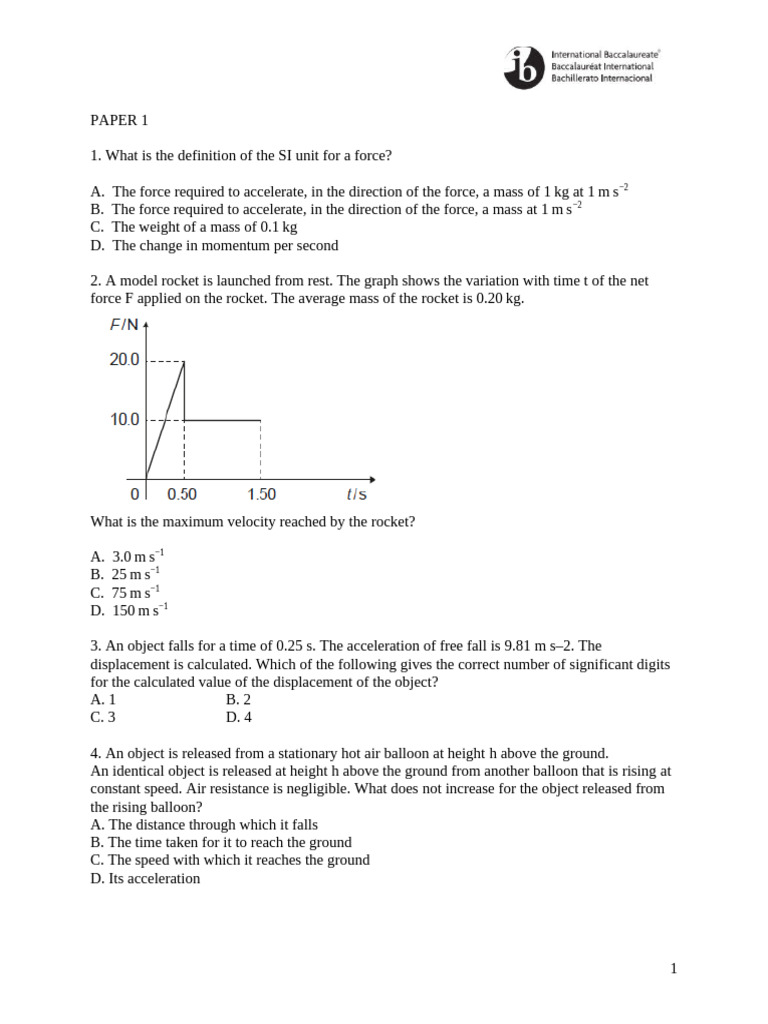 Physics Exam: Forces and Motion | PDF | Force | Acceleration