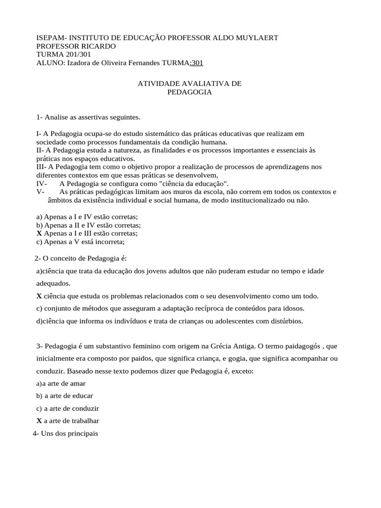 Análise da Pedagogia e suas Práticas | PDF | Pedagogia | Aprendizado