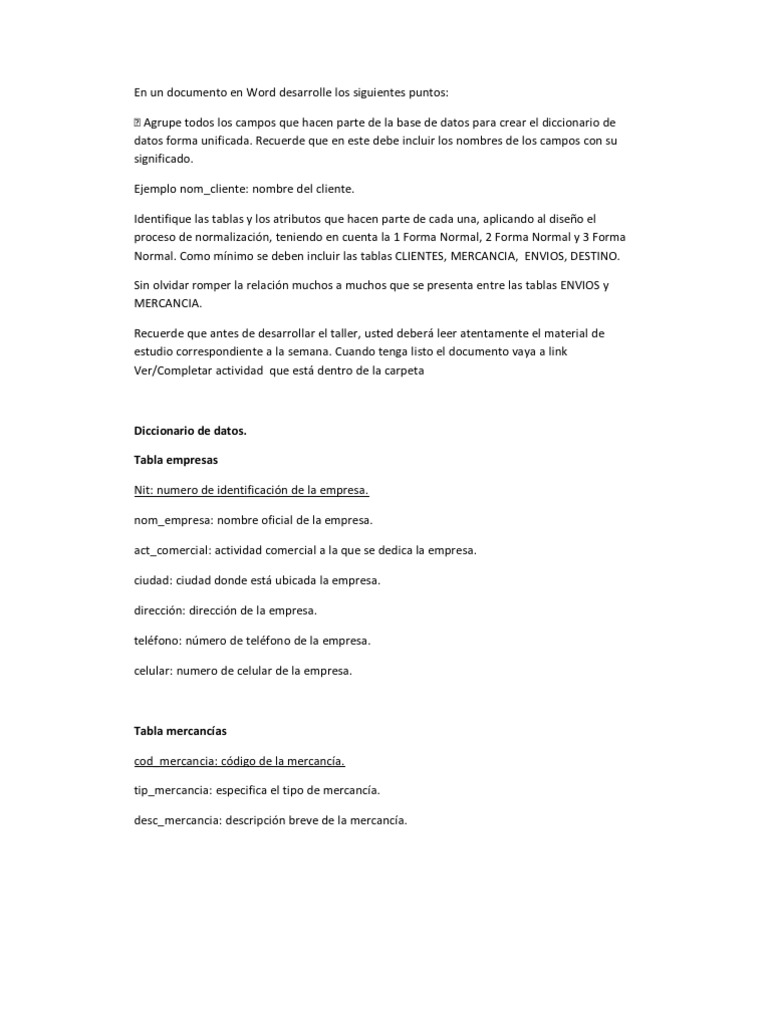 En Un Documento En Word Desarrolle Los Siguientes Puntos PDF