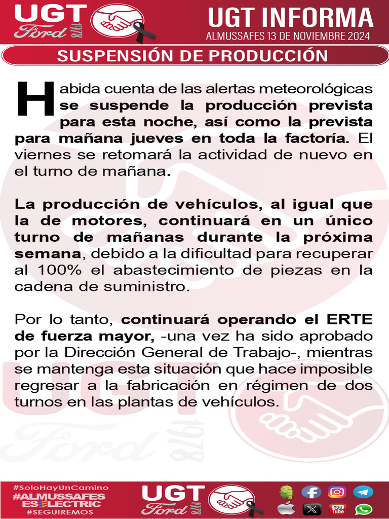 UGT Informa 11 13 SuspensionDeProduccion | PDF