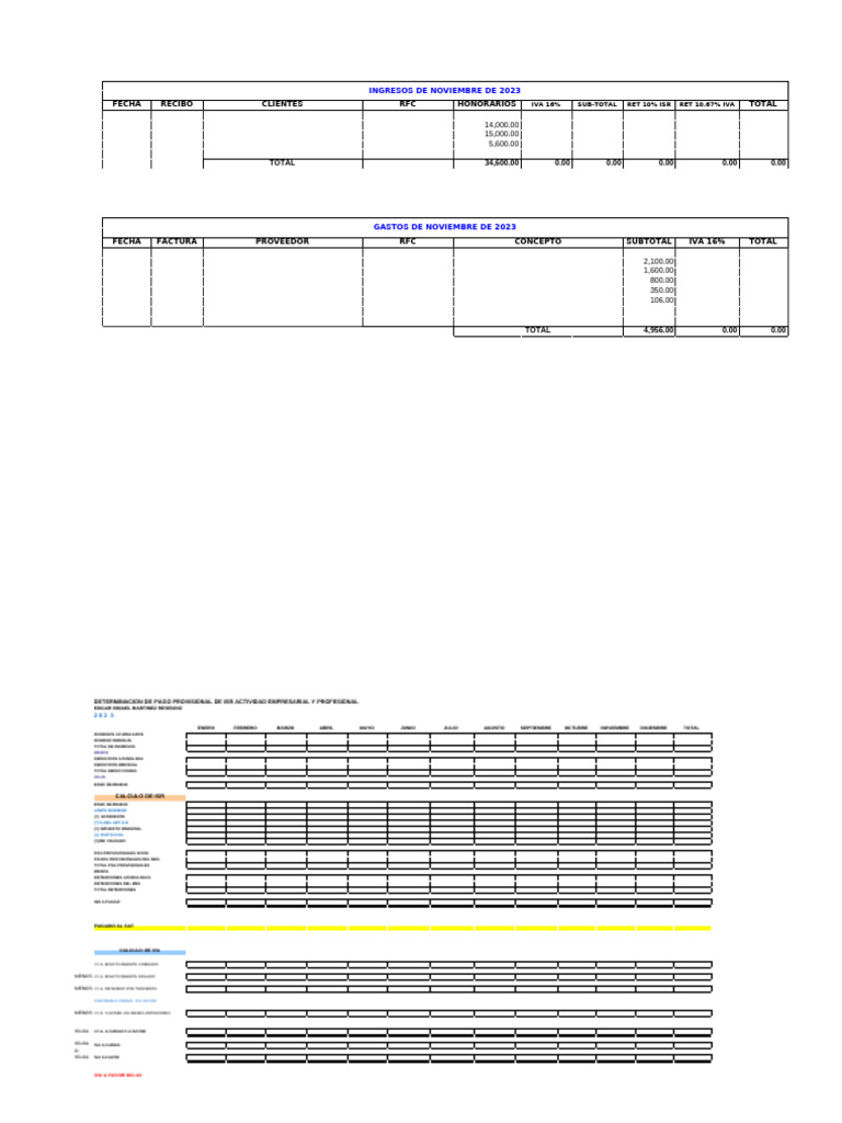 Ingresos y Gastos Noviembre 2023 | PDF | Impuesto sobre la renta ...