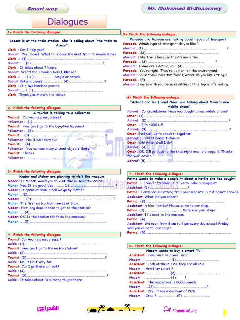 Dialogue Completion Exercises | PDF | Adjective | Word