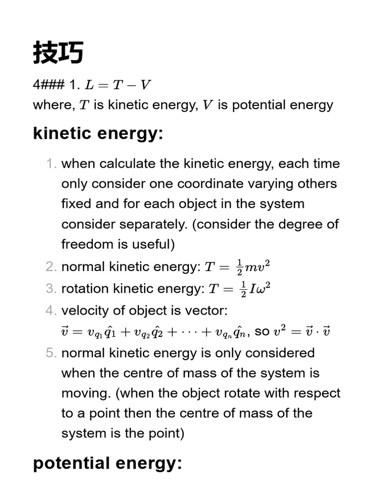 Lagrangian Dynamics and Energy Concepts | PDF | Potential Energy ...