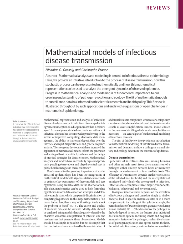 Mathematical Models in Infectious Disease | PDF | Infection | Pathogen