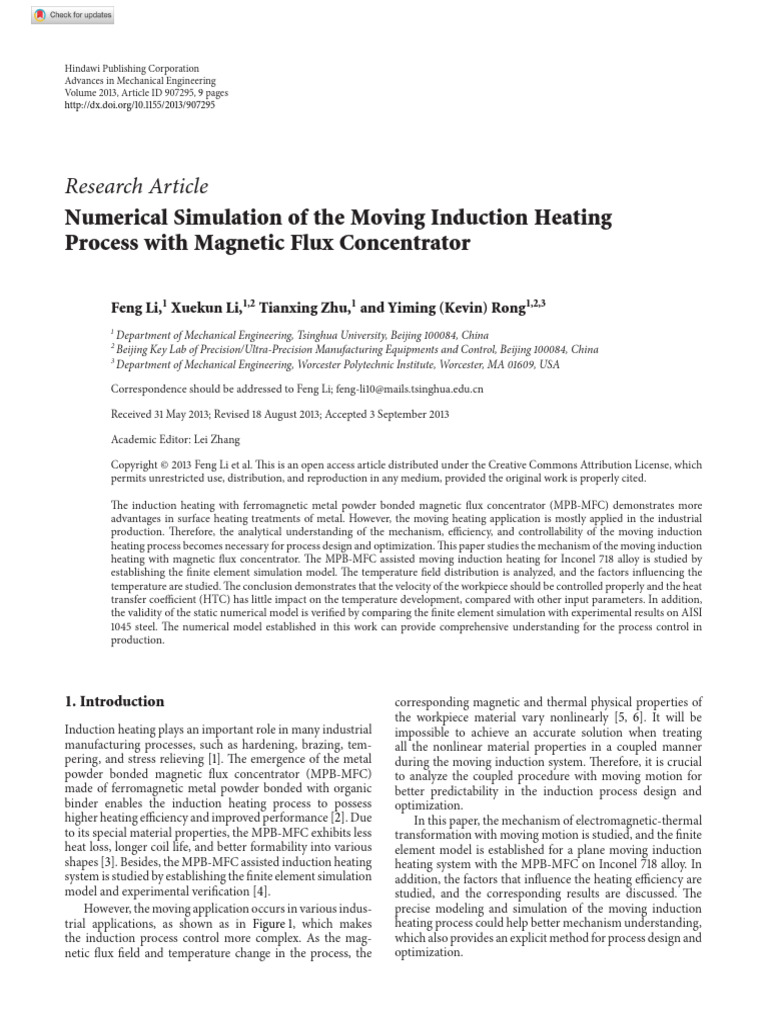 Li Et Al 2013 Numerical Simulation of The Moving Induction Heating ...