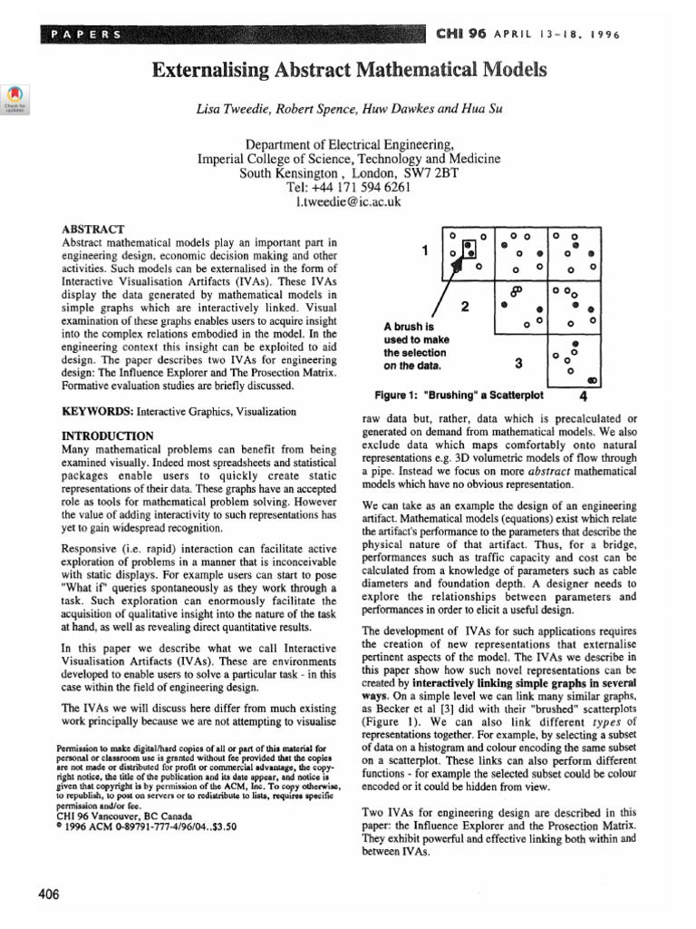 Externalising Abstract Mathematical Models: Lisa Tweedie, Robert Spence ...