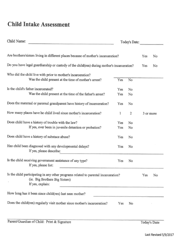 GSBB Child Intake. | PDF