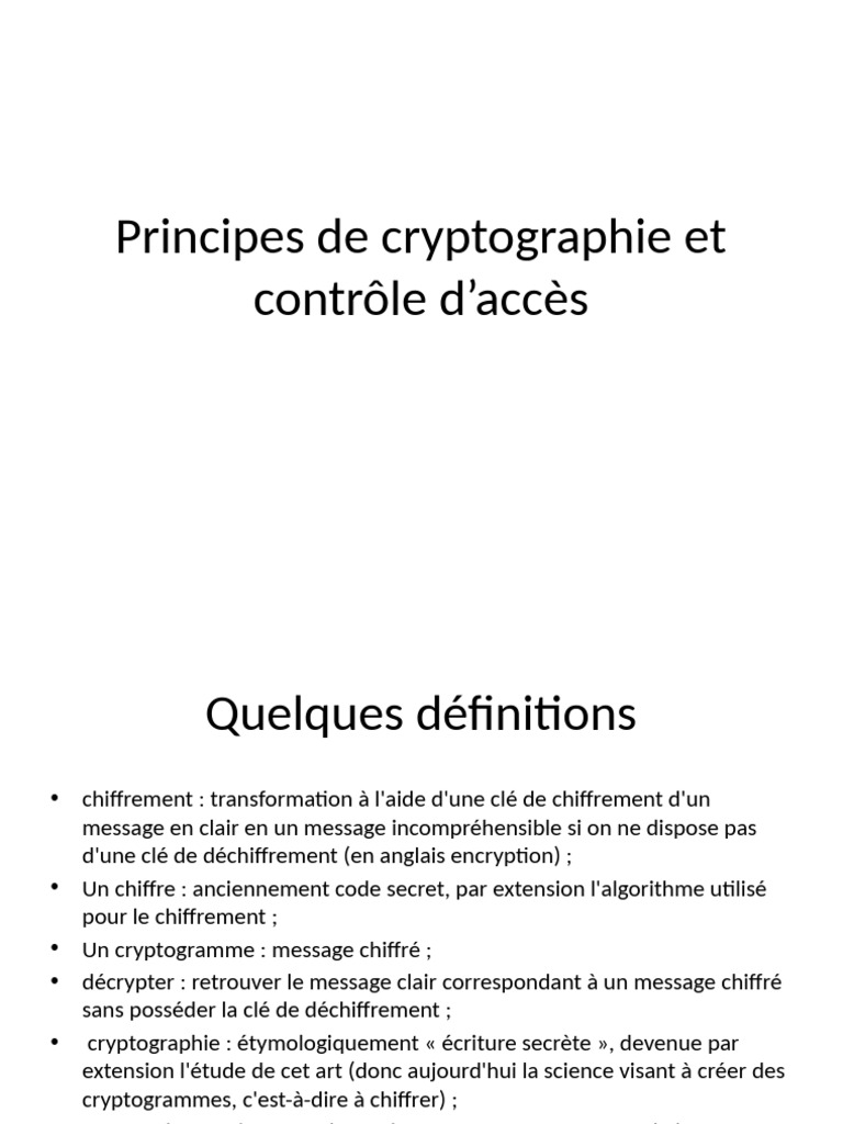 Principes de cryptographie et accès sécurisé | PDF | Certificat ...
